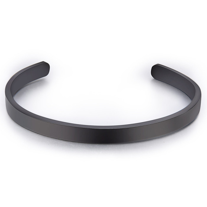 Cross-Border New Stainless Steel C-Shaped Open Bracelet 5MM15CM Stainless Steel Smooth Open Bracelet Engraving Wholesale