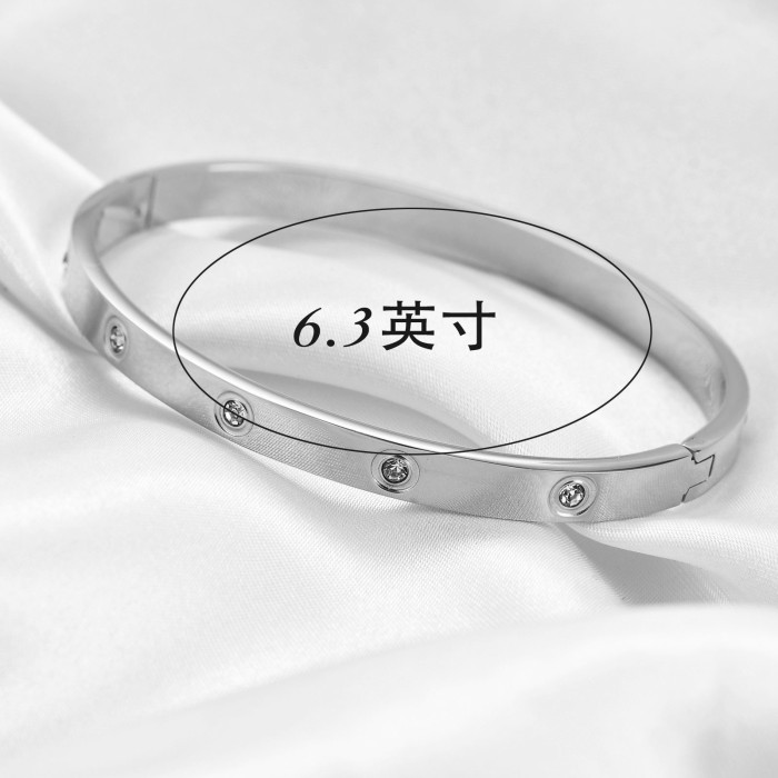 Manufacturer Wholesale 4MM 6MM Fashion Simple Multi-Inch Zircon Open Bracelet Stainless Steel Couple Bracelet Hot Sale