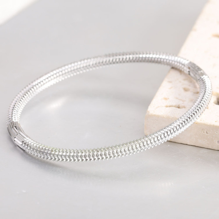 Amazon Wish New European and American 5MM Personality Spike Punk Retro Stainless Steel Bracelet Versatile Wholesale Hot Sale