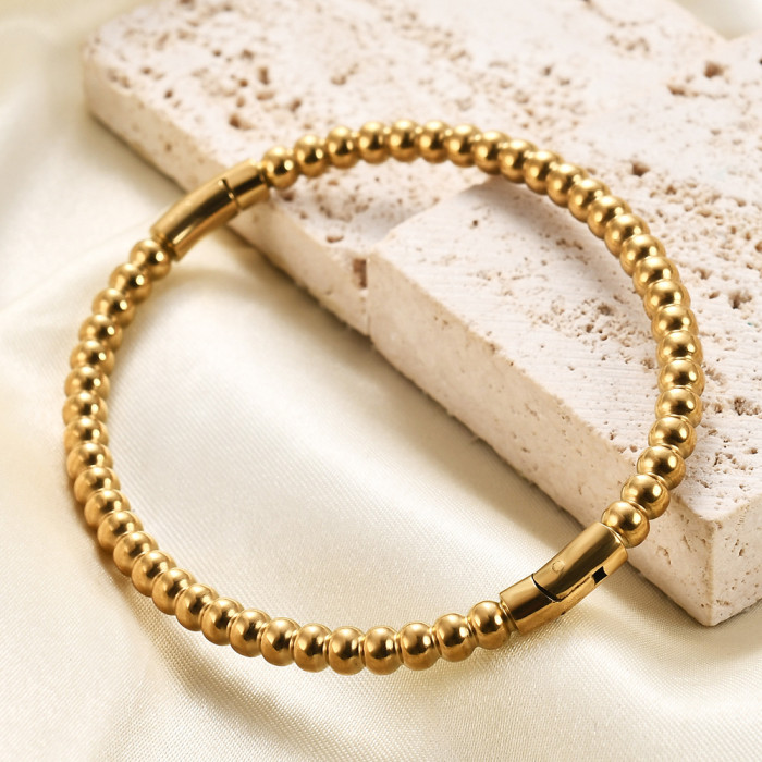 European and American Cross-Border Hot Sale New Ins Simple Bracelet Series 18K Gold Bamboo Joint Cylinder Titanium Steel Smooth Bracelet Wholesale