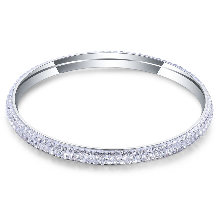 Manufacturer Wholesale European and American Style Stainless Steel Simple Fashion 12MM Three Row Czech Crystal Ceramic Clay Elegant Versatile Bracelet Wholesale