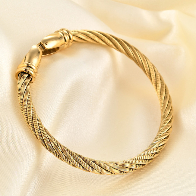 European and American INS Style Simple Three-Color Braided Bracelet 316L Titanium Steel Stainless Steel Fashion Unisex Cable Bracelet