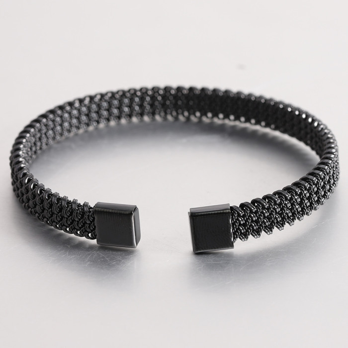 European and American Cross-Border New Stainless Steel Woven 8MMC Shaped Open Bracelet Simple Braided Snake Bone Honeycomb Bracelet Wholesale