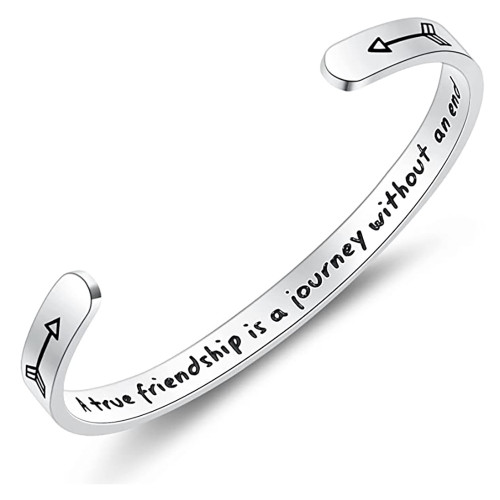 6MM Wide Stainless Steel Bracelet Personalized Phrase Laser Engraved Bangle Birthday Graduation Friendship Gift Commemorative for Women