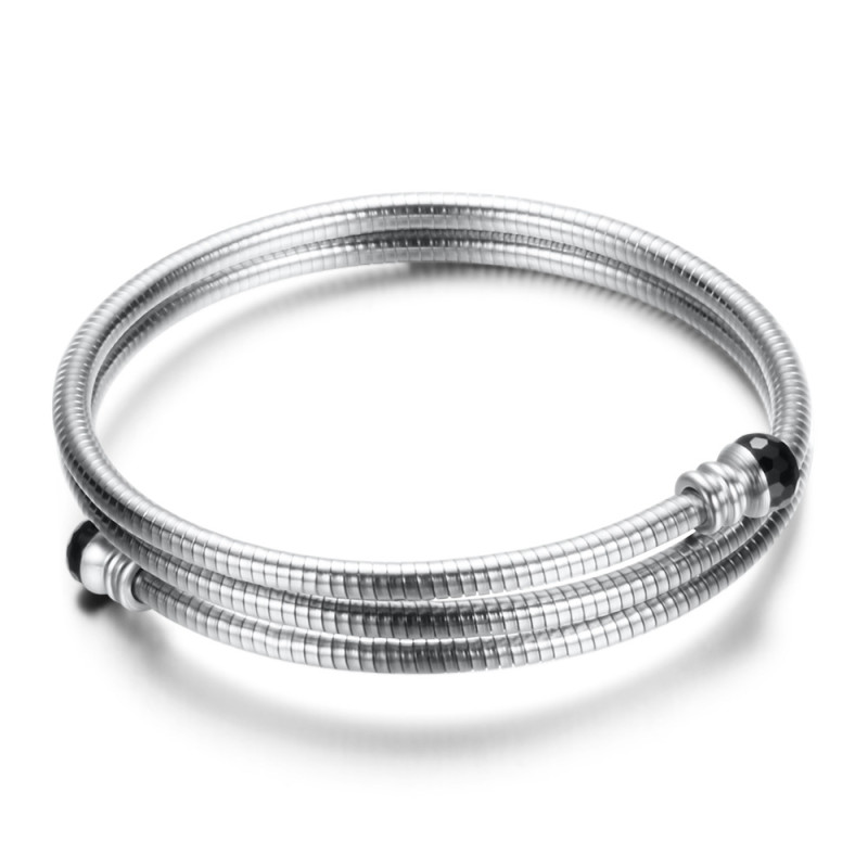 Manufacturer Wholesale European and American INS Trend Titanium Steel Personality Steel Wire 3MM Multi-layer Adjustable Open Bracelet Bangle