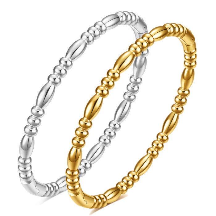 Cross-Border Amazon New European and American Bamboo Joint Titanium Steel Bracelet Stainless Steel 18K Gold Simple Versatile Wholesale Women's Bracelet