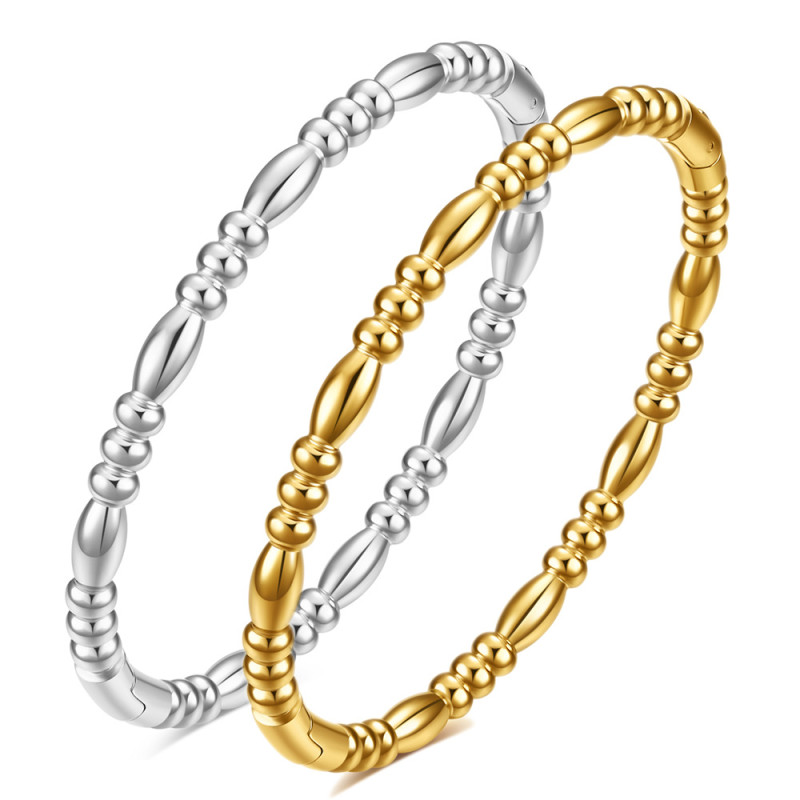 Cross-Border Amazon New European and American Bamboo Joint Titanium Steel Bracelet Stainless Steel 18K Gold Simple Versatile Wholesale Women's Bracelet
