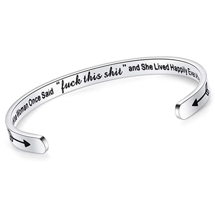 6MM Wide Stainless Steel Bracelet Personalized Phrase Laser Engraved Bangle Birthday Graduation Friendship Gift Commemorative for Women