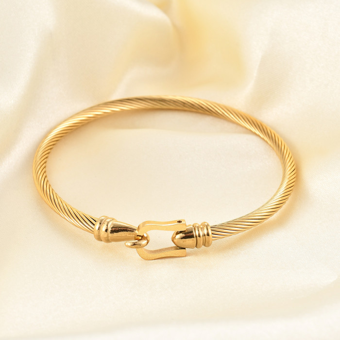 Manufacturer Wholesale Horseshoe Lock Bracelet 316L Titanium Steel Fashion Versatile 18K Gold Bracelet Vintage Simple Cable Line