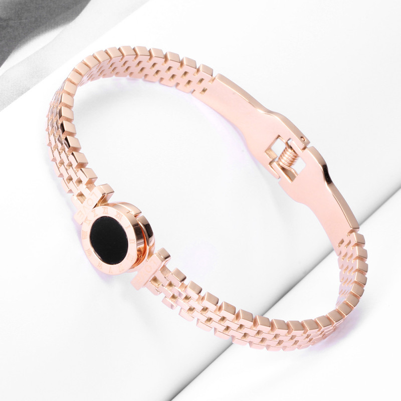 European and American INS Hollow Black Roman Numeral Round Resin Bracelet Adjustable Titanium Steel Watch Band Wholesale
