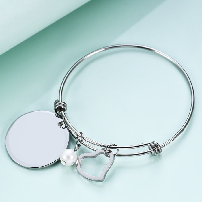 European and American Cross-Border Push-Pull Bracelet DIY Telescopic Adjustable Stainless Steel Bracelet Support Engraving Logo