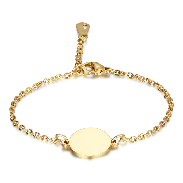 Oval 12MM Stainless Steel 26 English Letters Bracelet 18K Gold Engraved Letter Bracelet Fashion Jewelry Wholesale