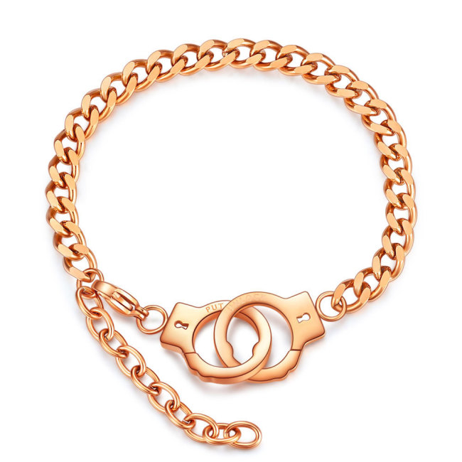 AliExpress Wish Hot Sale European and American Trend Simple Personality Titanium Steel Handcuff Bracelet Stainless Steel Couple Bracelet for Women