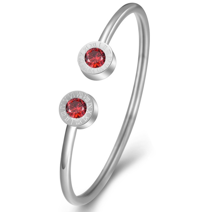 New 3MM Stainless Steel Roman Numeral December Birthstone Creative Versatile Bracelet Wholesale from Amazon