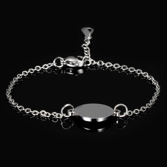 Cross-Border European and American Simple Versatile Hot-Selling Unisex 19MM Three-Color Round Plate Bracelet Titanium Steel Laser Engraving Logo Women