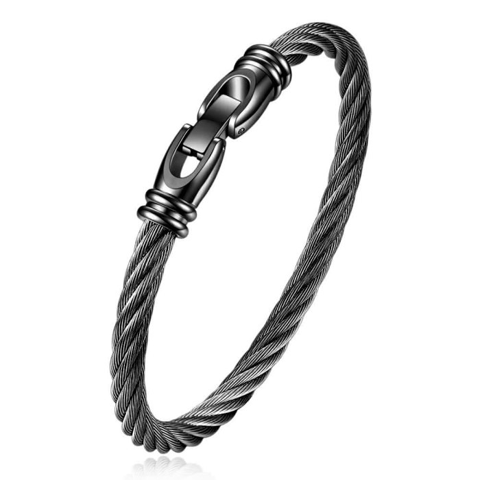 European and American INS Style Simple Three-Color Braided Bracelet 316L Titanium Steel Stainless Steel Fashion Unisex Cable Bracelet