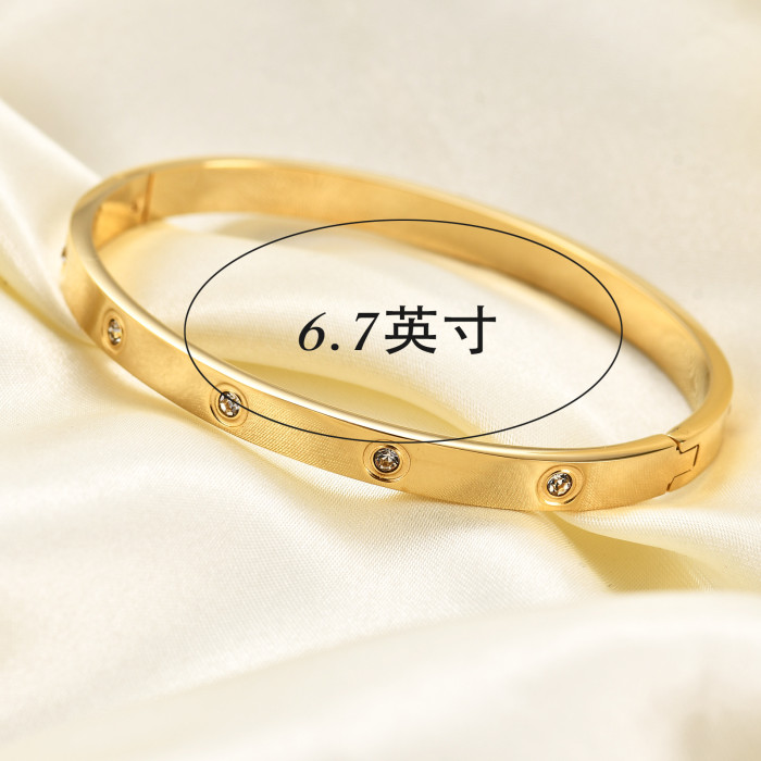 Manufacturer Wholesale 4MM 6MM Fashion Simple Multi-Inch Zircon Open Bracelet Stainless Steel Couple Bracelet Hot Sale