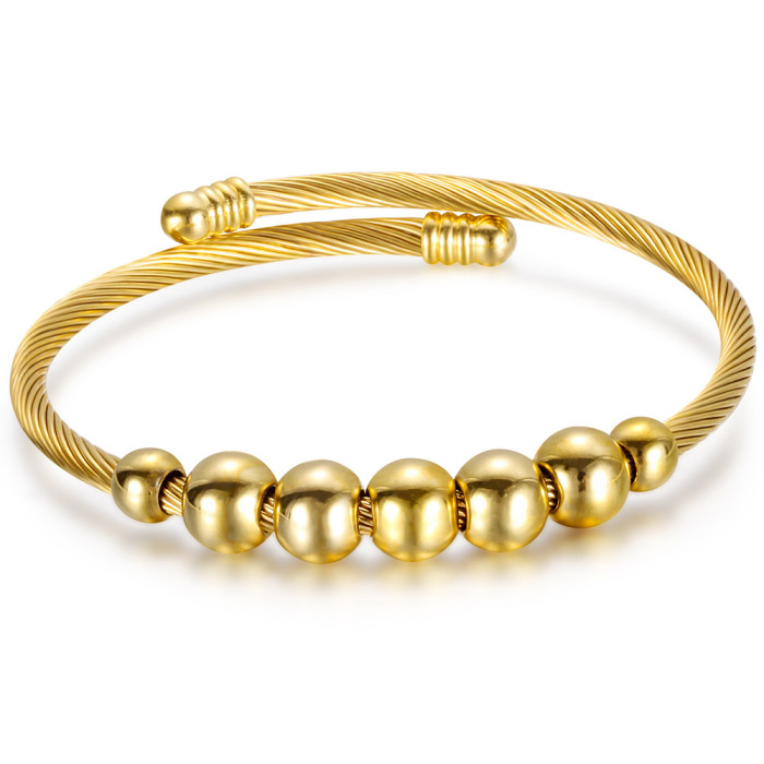 European and American Cross-Border Hot Sale Stainless Steel Cable Line 3MM Round Bead Symmetrical Openable Sliding Bracelet Elastic Bracelet for Women