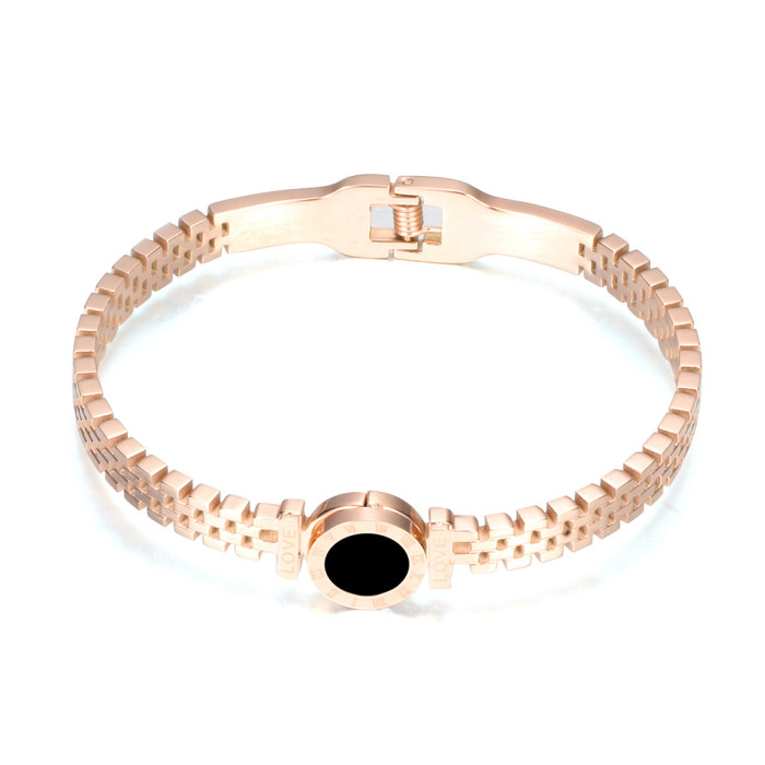European and American INS Hollow Black Roman Numeral Round Resin Bracelet Adjustable Titanium Steel Watch Band Wholesale