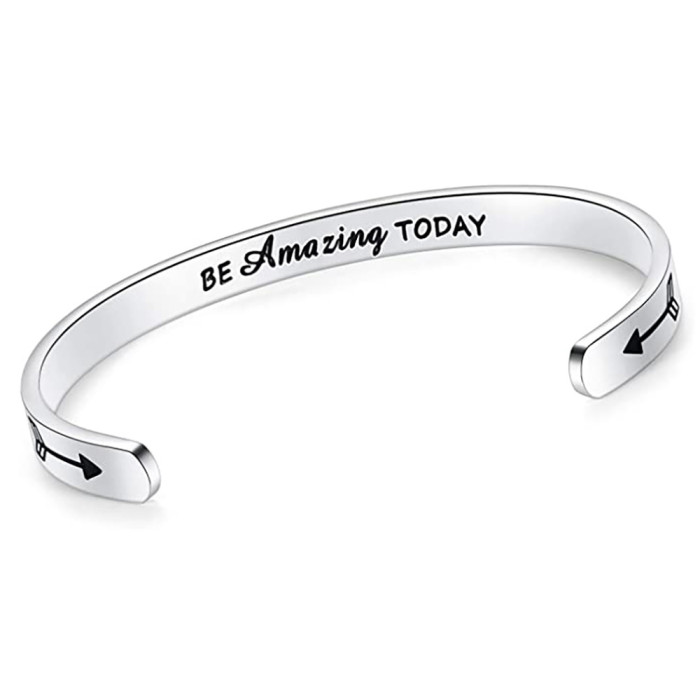 6MM Wide Stainless Steel Bracelet Personalized Phrase Laser Engraved Bangle Birthday Graduation Friendship Gift Commemorative for Women
