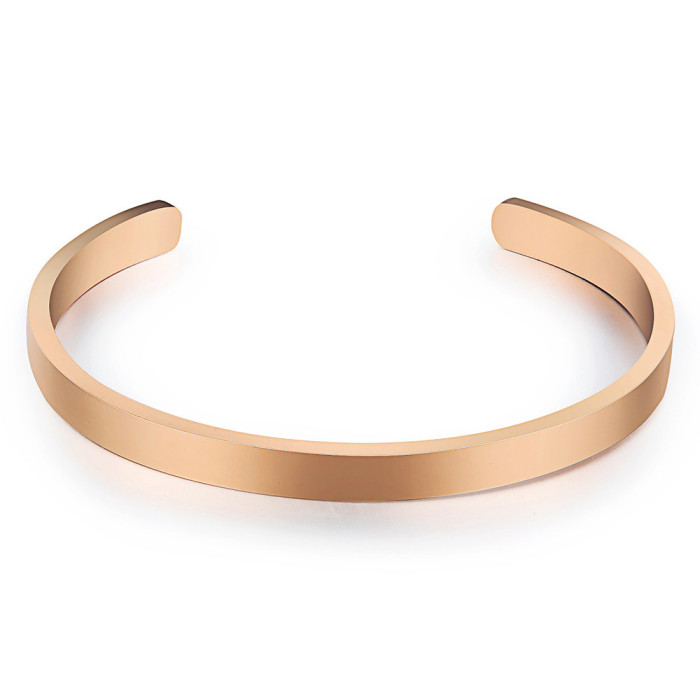 Cross-Border New Stainless Steel C-Shaped Open Bracelet 5MM15CM Stainless Steel Smooth Open Bracelet Engraving Wholesale