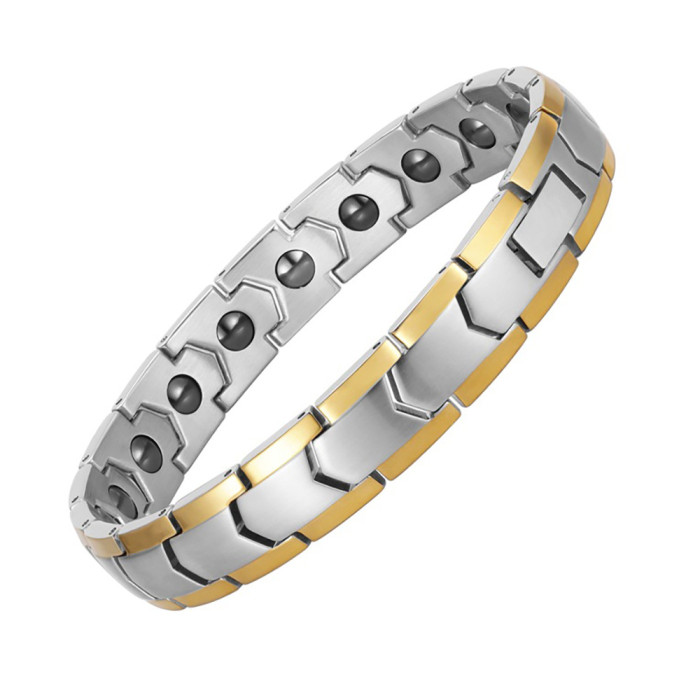 European and American Cross-Border 10MM Simple Stainless Steel Permanent Magnet Magnetic Titanium Steel Personalized Fashion Bracelet Wholesale Hot Sale for Women