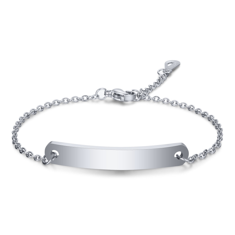 European and American Cross-Border Hot Sale Simple Versatile Stainless Steel Customizable Engraving Laser Logo Three-Color Curved Tag Bracelet Wholesale