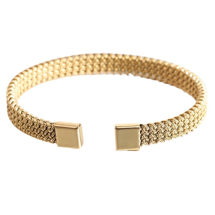 European and American Cross-Border New Stainless Steel Woven 8MMC Shaped Open Bracelet Simple Braided Snake Bone Honeycomb Bracelet Wholesale