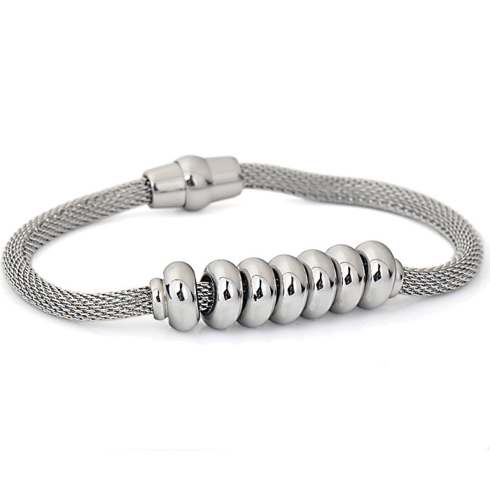 Amazon Wish Hot Sale European and American Creative Personality Cable Bracelet Beaded Fashion Titanium Steel Bracelet Women's Jewelry