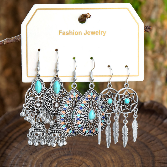 Hot Sale New Turquoise Earring Set Fashion Ethnic Vacation Style Earrings Drop Earrings Manufacturer Wholesale, Jewel...