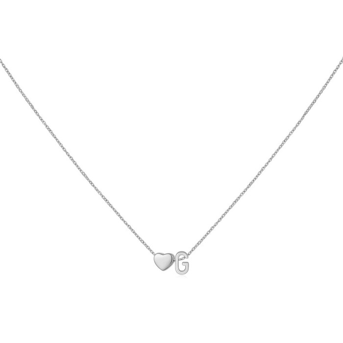 DIY Three-Dimensional Heart New Necklace Personalized 26 English Letters Name Matching Necklace for Women Versatile C...