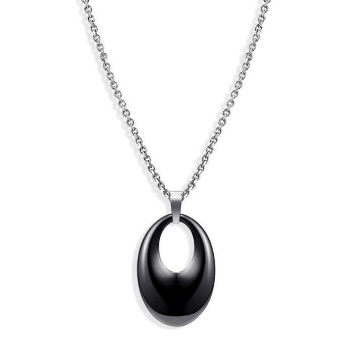 Hot Sale INS Oval 17MM Hollow Ceramic Stainless Steel Collarbone Chain Necklace Valentine's Day Gift for Women