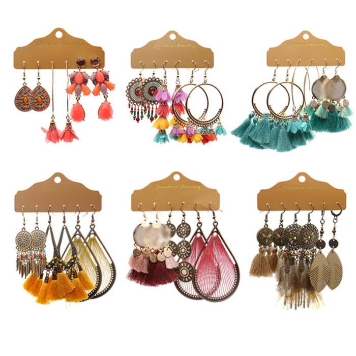 New Earrings Set for Women Korean Style Fresh Flower Large Hoop Earrings Bohemian Fashion Colorful Accessories, Jewel...