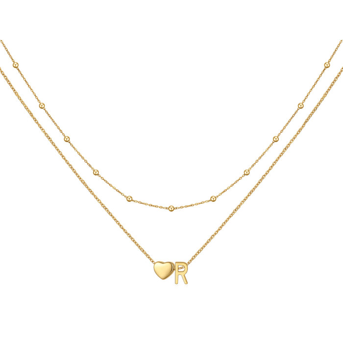 26 Initials Capital Letters Simple Necklace for Women Stainless Steel 3D Heart Letter Necklace Engravable Necklace Wh...