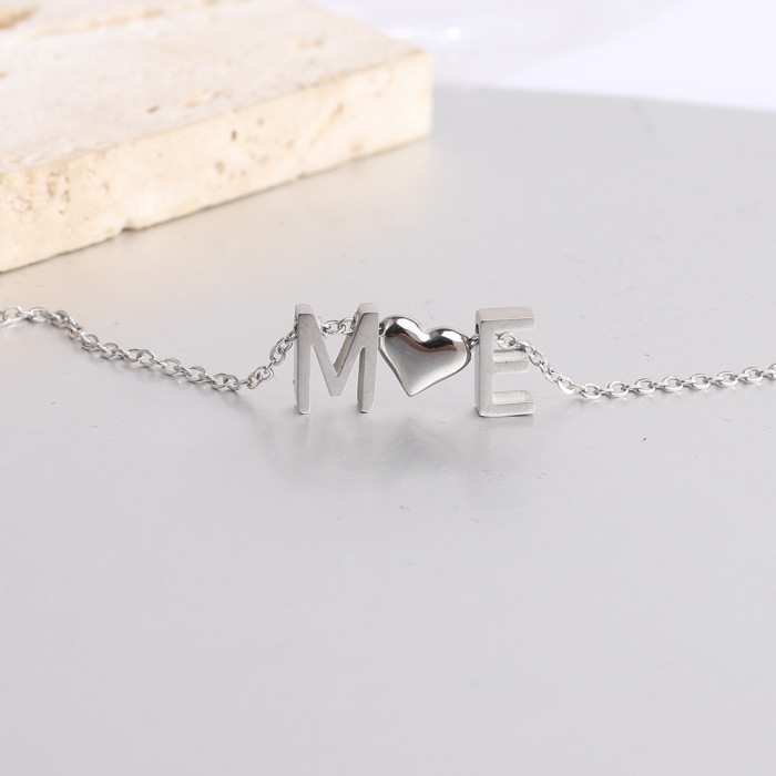 New Product Personality Creative Women's Fashion DIY Interchangeable 26 Letters Three-Dimensional Stainless Steel Nec...