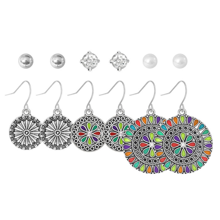 Fashion Bohemian Style Retro Silver Earrings Set New Ethnic Vacation Style Personality Ear Jewelry Wholesale From Yiw...
