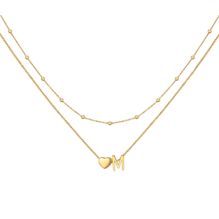 26 Initials Capital Letters Simple Necklace for Women Stainless Steel 3D Heart Letter Necklace Engravable Necklace Wh...
