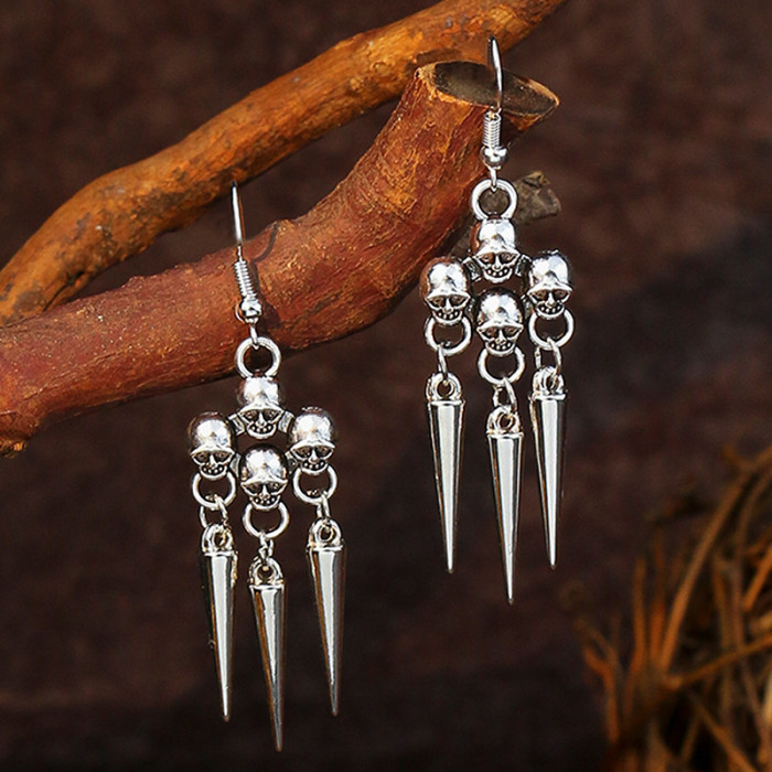 New European and American Halloween Earrings Horror Funny Skull Spider Web Earrings Dark Style Accessories Factory Direct Sale