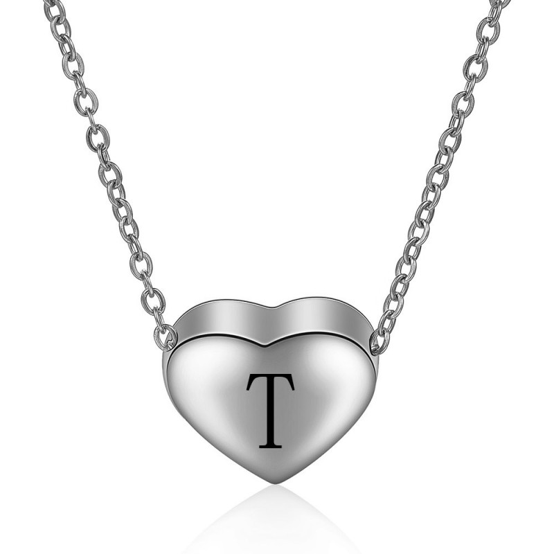Wish Amazon Stainless Steel Pendant 26 English Initials Necklace Titanium Steel Heart-shaped Pendant for Women Wholesale