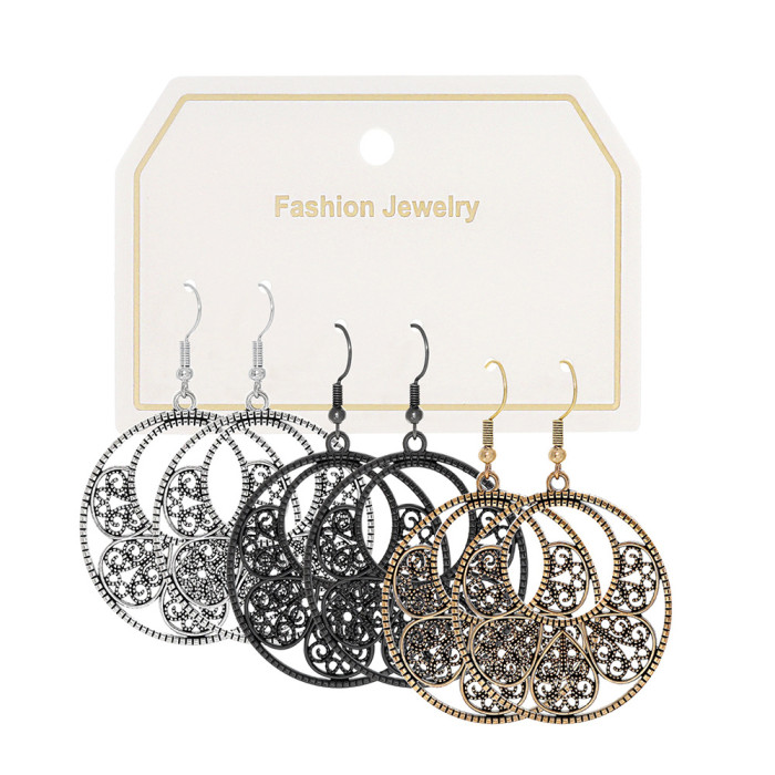 New Hot-Selling Ethnic Style Metal Earrings Personality Geometric Round Hollow Water Drop Earrings Butterfly Earrings...