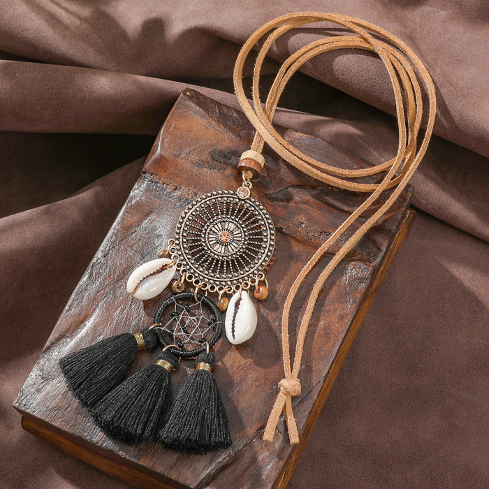 New Hot Selling Retro Ethnic Dream Catcher Necklace Fashion Versatile Vacation Style Colorful Pendant Wholesale