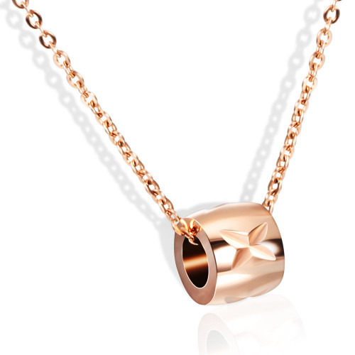 Japanese and Korean Wish New Style European and American Round Three-Dimensional Fashion Titanium Steel X Necklace Stainless Steel Creative Rose Gold Clavicle Chain