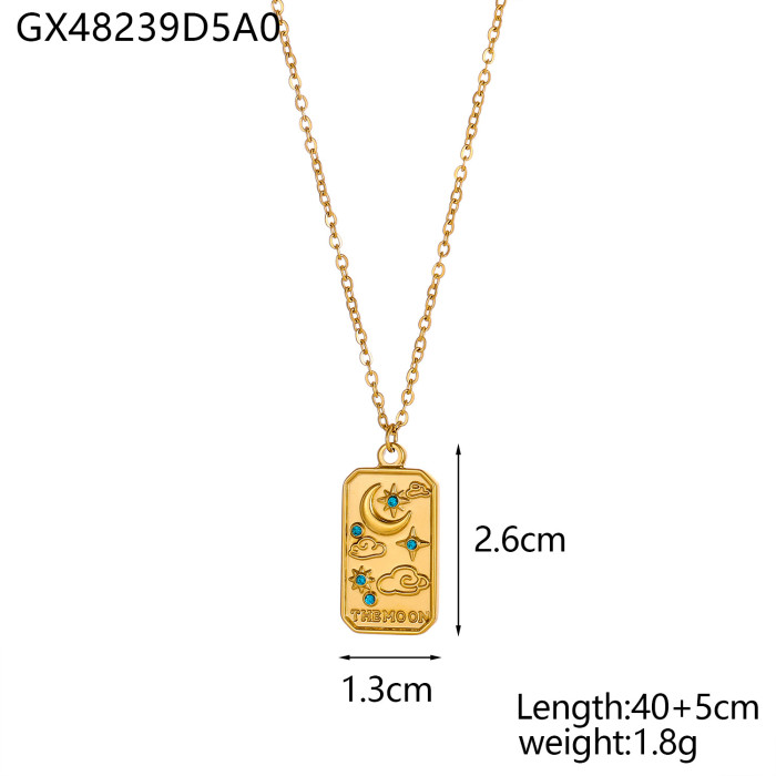 Hot Sale Simple Personality Light Luxury Pendant Jewelry Stainless Steel Gold Plated Tarot Card Braided Chain Necklace