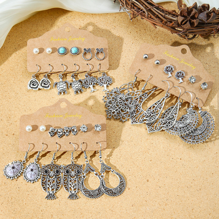 Hot-Selling Popular Jewelry Bohemian Style Turquoise Earrings Animal Geometric Metal Earrings Drop Earrings