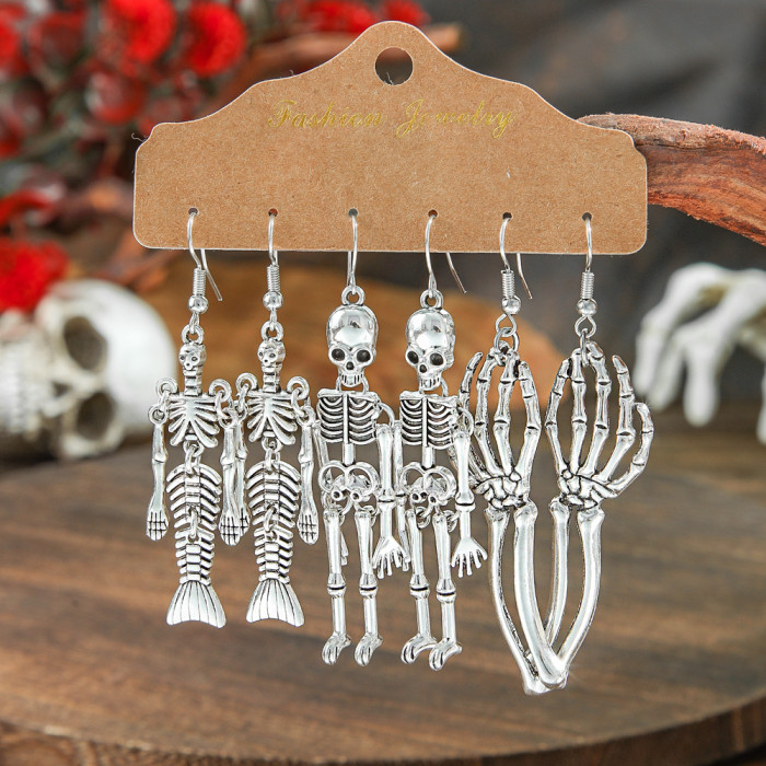 Hot-Selling Halloween Accessories Earring Set Dark Retro Horror Skull Ghost Hand Spider Earrings Wholesale, Jewelry Sets