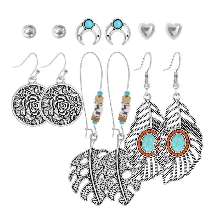 Fashion Bohemian Style Retro Silver Earrings Set New Ethnic Vacation Style Personality Ear Jewelry Wholesale From Yiw...