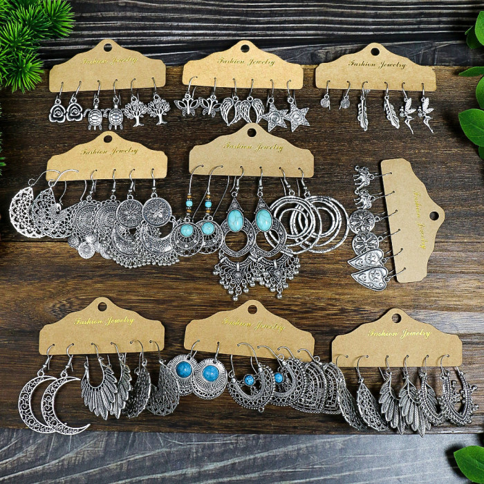 Vintage Ethnic Style Jewelry Silver Color Personality Design Butterfly Earrings Elephant Turtle Star Earrings Source