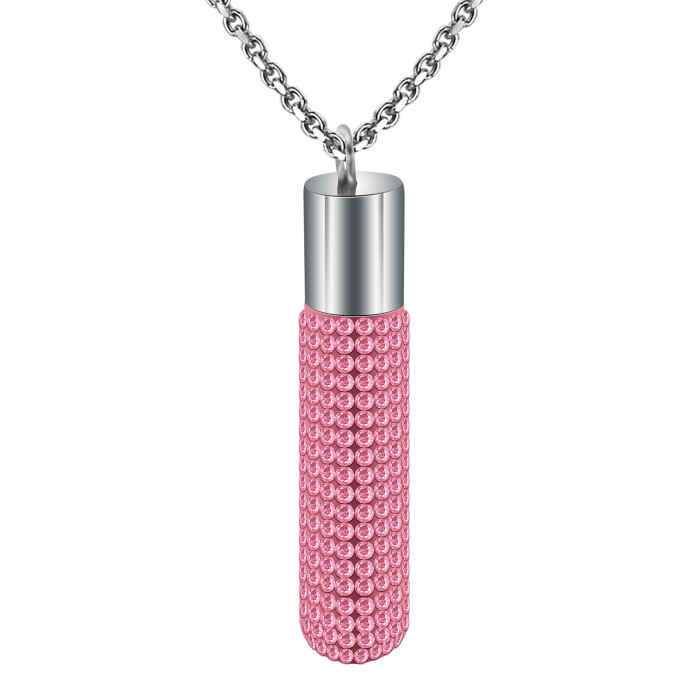 Manufacturer Wholesale Creative Personality Titanium Steel Lipstick 7MM Pendant Simple Diamond-Encrusted Women's Necklace Elegant Versatile Collarbone Chain