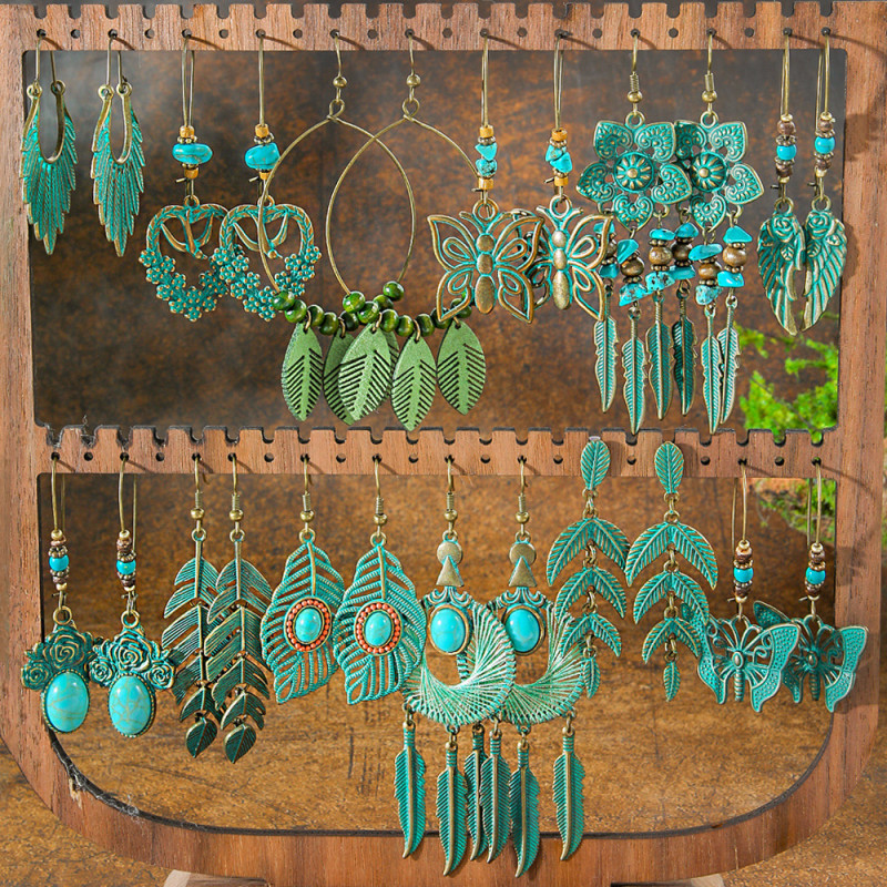 Amazon Hot Sale Vintage Distressed Bohemian Style Personality Earrings Multi-piece Set Creative Fashion Ear Accessories Wholesale
