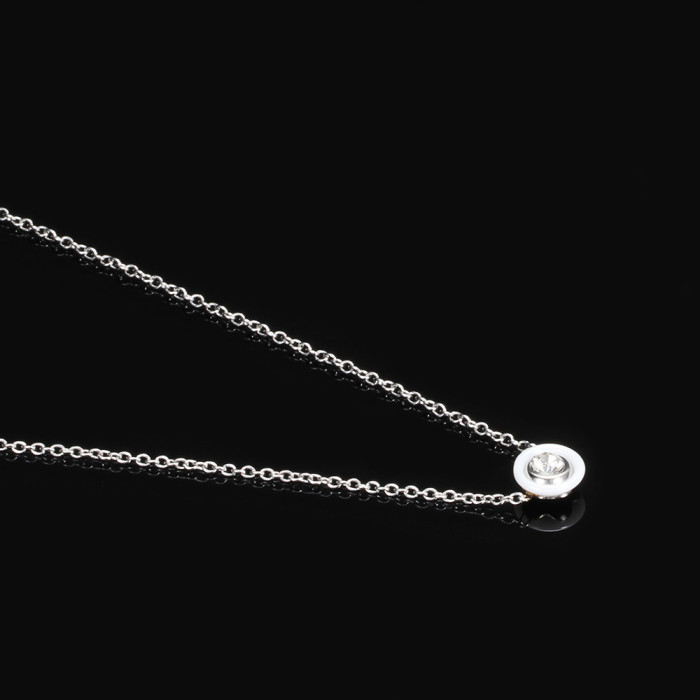 Amazon Wish New European and American 8.7MM Round Zircon Fashionable Necklace Black and White Ceramic Pendant Necklace